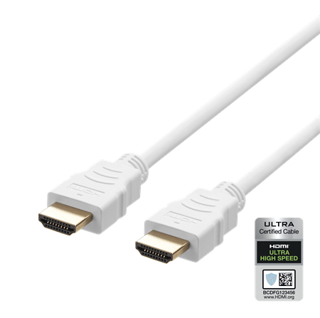 Deltaco ULTRA High Speed HDMI-kabel, 48Gbps, 1m, vit